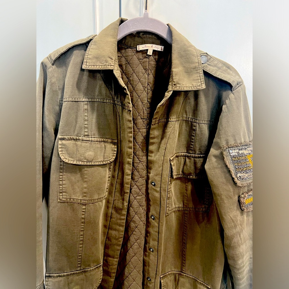 Like New Willow and Clay Green military style utility jacket. Size S